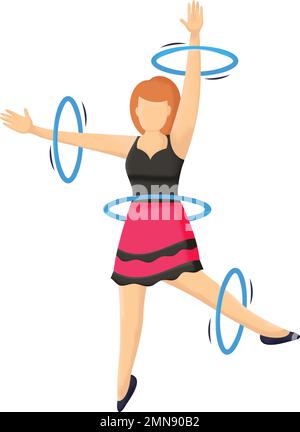 Cute Hoop Juggler Vector Icon Design, Circus characters Symbol, Carnival performer Sign,Festival troupe Stock illustration,Girl juggling rings Concept Stock Vector