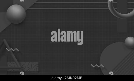 Black geometric Memphis social banner vector Stock Vector