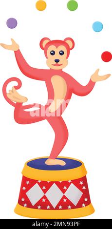 Juggler chimpanzee Vector Icon Design, Circus characters Symbol, Carnival performer Sign, Festival troupe Stock illustration, Talented Monkey Juggling Stock Vector