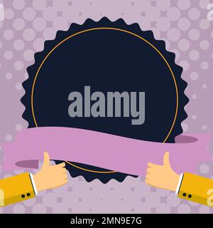 Big finger raised up pointing to whiteboard with important information. White text holder behind hands contains main message. Empty speech bubble on Stock Vector