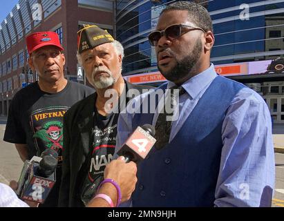 Ford Field entrance home of the professional football team Detroit Lions in  Detroit Michigan MI Stock Photo - Alamy