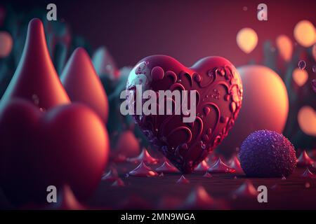 Abstract Valentine's Day background with hearts and festive lights, copy  space. Generative AI Stock Photo - Alamy