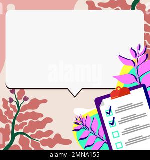 Paper with plan on bright colored background. White text holder with important information. Empty speech bubble for main message. Dialogue Balloon Stock Vector