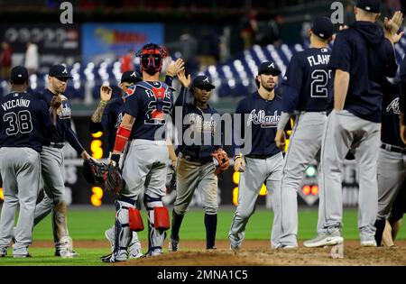 Atlanta Braves' Orlando Arcia bats against the Chicago White Sox during a  baseball game Friday, July 14, 2023, in Atlanta. (AP Photo/John Bazemore  Stock Photo - Alamy