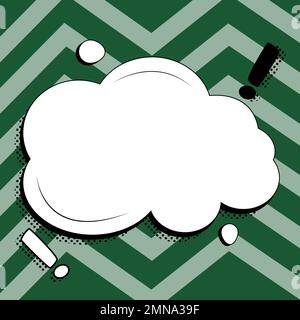 Comic Blank Speech Bubble With Copy Space And Colorful Doodles. Design Of Empty Template In Explosion Framework Representing Social Media Messaging Stock Vector