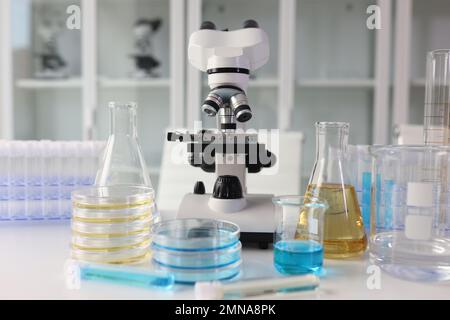 Set of laboratory glassware on white background. Banner design Stock ...