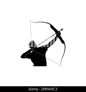 icon of a person aiming with a bow,vector illustration logo template. Stock Photo