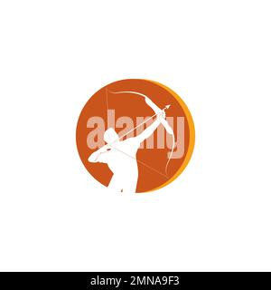 icon of a person aiming with a bow,vector illustration logo template. Stock Photo