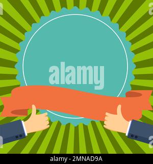 Big finger raised up pointing to whiteboard with important information. White text holder behind hands contains main message. Empty speech bubble on Stock Vector