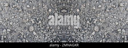 Dry soil. Defocus stony grey desert soil texture. Gray dry ground with small stones. Close-up from above. Banner, copy space. Out of focus Stock Photo