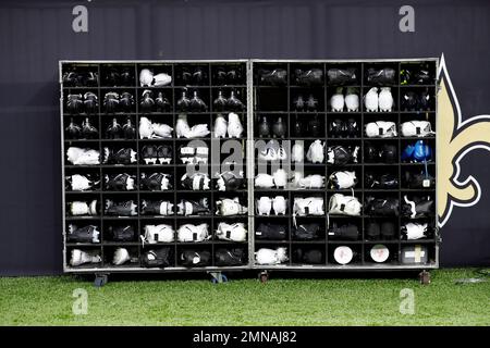 New Orleans Saints vs. Carolina Panther. NFL Game. American Football League  match. Silhouette of professional player celebrate touch down. Screen in b  Stock Photo - Alamy