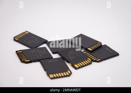 various sizes of cards isolated on a white background Stock Photo