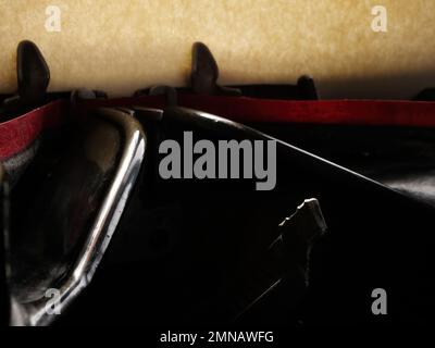 Blogging and Storytelling concept. Close-up of a typewriter. Stock Photo