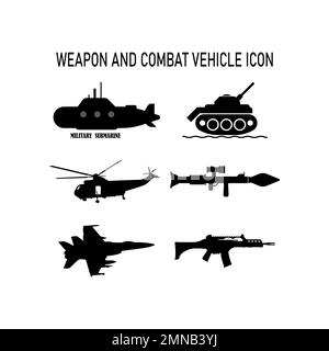 weapon and combat vehicle icon vector illustration logo design. Stock Photo