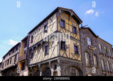 facades building in medieval town neighborhood in the city of Clermont Ferrand Auvergne France Stock Photo