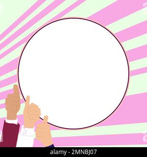 Big finger raised up pointing to whiteboard with important information. White text holder behind hands contains main message. Empty speech bubble on Stock Vector