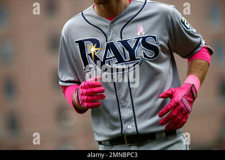 Tampa Bay Rays' Matt Duffy wears pink accessories to commemorate Mother's  Day during a baseball game against the Baltimore Orioles, Sunday, May 13,  2018, in Baltimore. (AP Photo/Patrick Semansky Stock Photo - Alamy