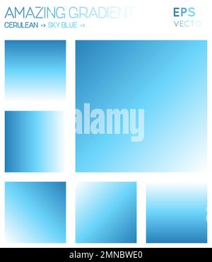 Colorful gradients in cerulean, sky blue, white color tones. Adorable gradient background, marvelous vector illustration. Stock Vector