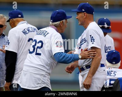 The No. 32 of former Los Angeles Dodgers pitcher Sandy Koufax at the Retired  Numbers Plaza at Dodger Stadium Tuesday, Apr. 12, 2022, in Los Angeles.  (Photo by Image of Sport/Sipa USA