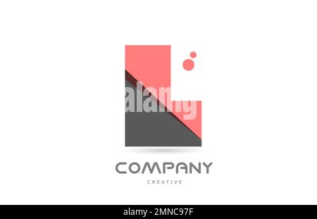 L pink dots geometric alphabet letter logo icon. Creative template for company and business Stock Vector