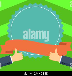 Big finger raised up pointing to whiteboard with important information. White text holder behind hands contains main message. Empty speech bubble on Stock Vector