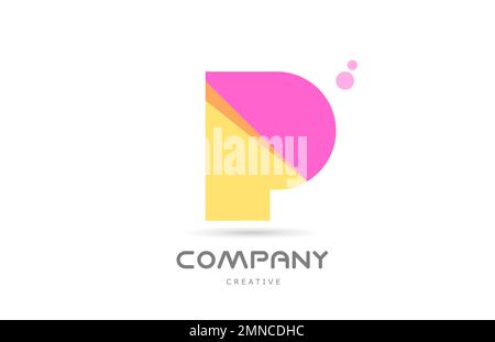 pink yellow G geometric alphabet letter logo icon design with folded ...