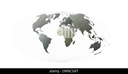 Polygonal world map. Aitoff projection. Magnificent vector illustration. Stock Vector