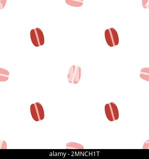 Seamless pattern with macaroon cookies. Flat vector background of sweet dessert, pastry food. Stock Vector