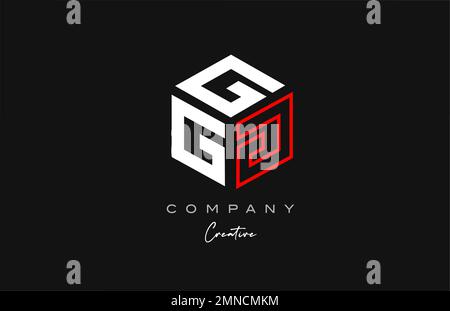 A red line three letter cube alphabet letter logo icon design. Creative ...