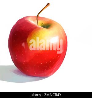 red apple with shadow isolated on white. Vector in Low Poly Art. Stock Vector