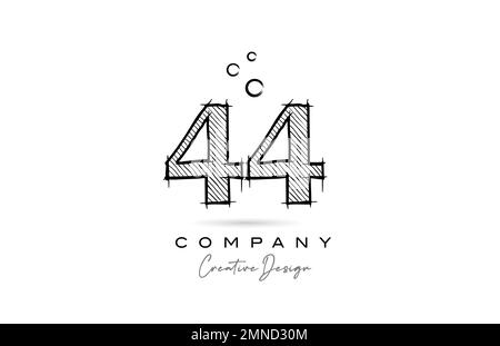 44 number logo icon design in red grey gradient color for company
