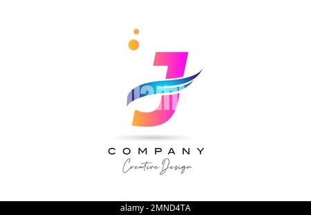 pink bubbles J alphabet letter logo icon with blue swoosh. Creative template for business and company Stock Vector
