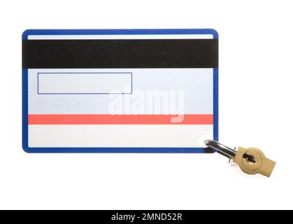Safely locked credit card on white Stock Photo