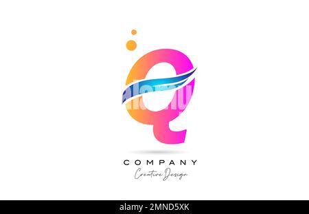 pink bubbles O alphabet letter logo icon with blue swoosh. Creative ...