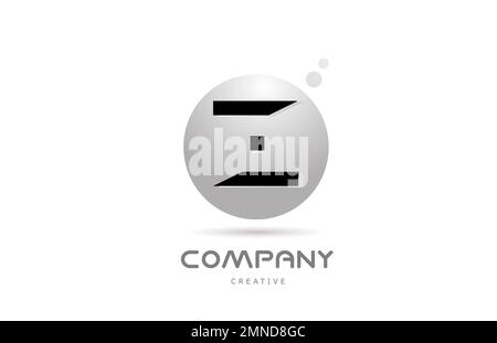 Z 3d grey sphere alphabet letter logo icon design with dot. Creative template for company and business Stock Vector