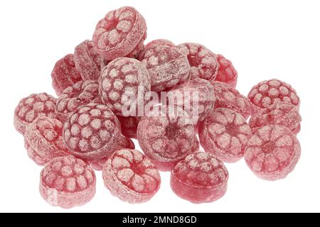 raspberry candies isolated on white background Stock Photo