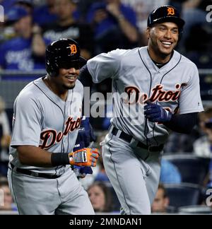 Detroit Tigers' Jeimer Candelario plays during a baseball game, Tuesday,  April 12, 2022, in Detroit. (AP Photo/Carlos Osorio Stock Photo - Alamy