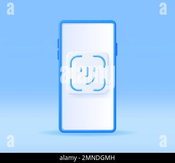 3D Face Recognition Icon Stock Vector