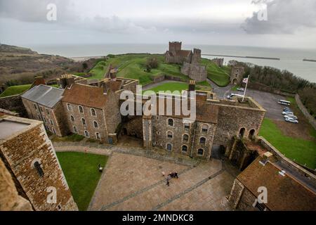 Picture by Tim Cuff. 9 Dec 2022 - 10 Jan 2023. Dover Castle exterior, Kent, England Stock Photo