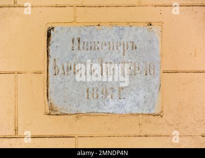 Odessa, Ukraine - APR 29, 2019: Engineer Baron Disterlo, 1897. Commemorative plaque on a building in Odessa, Ukraine Stock Photo