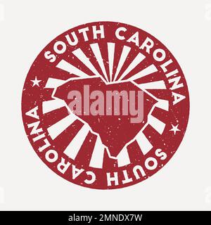 South Carolina stamp. Travel red rubber stamp with the map of us state, vector illustration. Can be used as insignia, logotype, label, sticker or badg Stock Vector