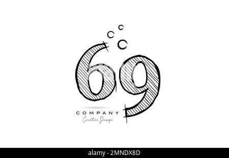 Initial Number 69 Logotype Line Sketch Concept in Vector. Modern Style  Number Logo Design Stock Vector - Illustration of finance, infographic:  126233420