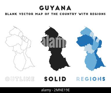 Guyana map. Borders of Guyana for your infographic. Vector country shape. Vector illustration. Stock Vector