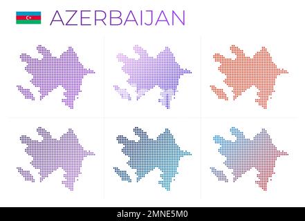 Azerbaijan dotted map set. Map of Azerbaijan in dotted style. Borders of the country filled with beautiful smooth gradient circles. Trendy vector illu Stock Vector