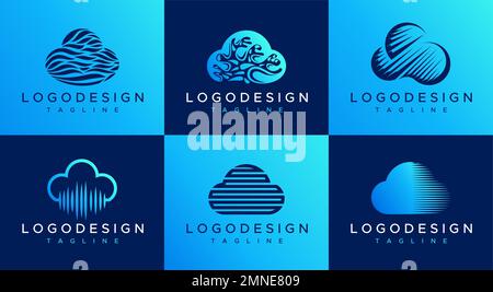Modern cloud logo design set.  Stock Vector