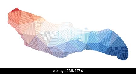 Map of Saona Island. Low poly illustration of the island. Geometric design with stripes. Technology, internet, network concept. Vector illustration. Stock Vector