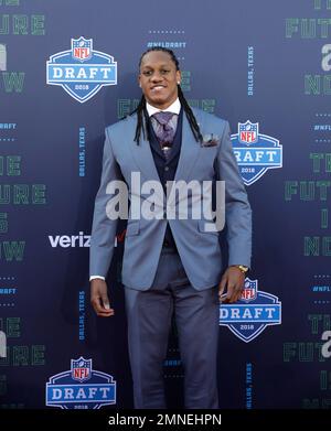 Buffalo Bills draftee linebacker Tremaine Edmunds on air with SiriusXM host  Pat Kirwan Thursday, April 26, 2018 in Arlington, Texas. (Brandon Wade/AP  Images for SiriusXM Stock Photo - Alamy