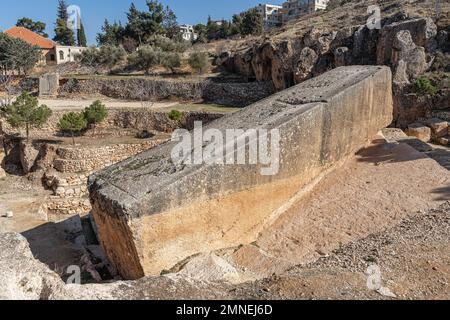 The Stone of the Pregnant Woman - a Roman monolith in Baalbek (ancient Heliopolis), Lebanon Stock Photo