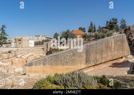 The Stone of the Pregnant Woman - a Roman monolith in Baalbek (ancient Heliopolis), Lebanon Stock Photo