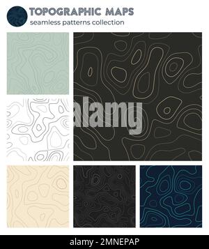 Topographic maps. Awesome isoline patterns, seamless design. Amazing tileable background. Vector illustration. Stock Vector